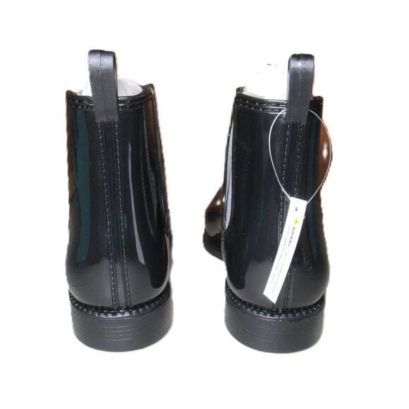 Henry Ferrera Women's Chelsea Rain Boots Shiny Black Marsala Plaid Size 9 - Picture 4 of 6